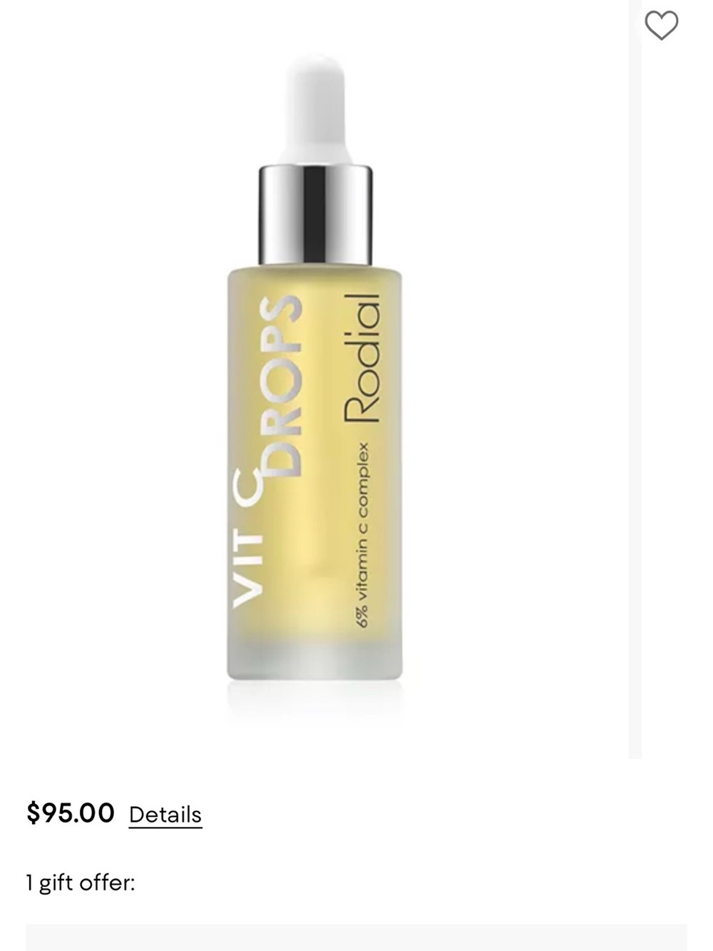 Rodial VIT C Drops Serum - Yellow Bottle with Silver Cap
